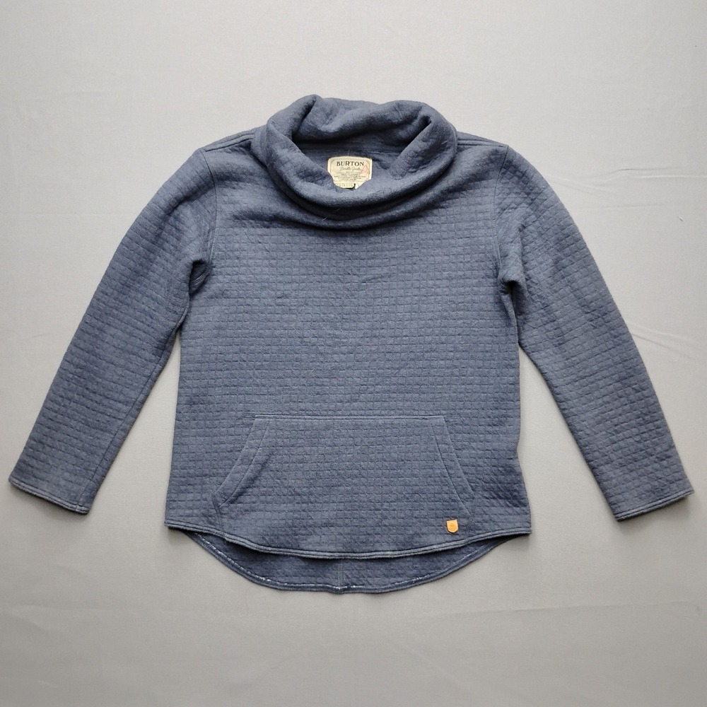 Burton WB Ellmore Pullover Blue Quilted Cowl Neck Dryride Fleece Hoodie Medium
